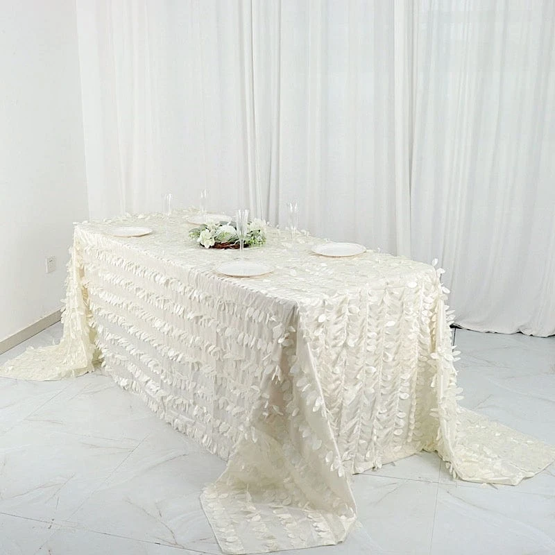 90"x132" Taffeta Rectangular Tablecloth With Leaf Petals Design 14 90"x132" Taffeta Rectangular Tablecloth With Leaf Petals Design - Image 12