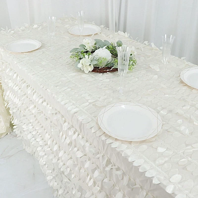 90"x132" Taffeta Rectangular Tablecloth With Leaf Petals Design 15 90"x132" Taffeta Rectangular Tablecloth With Leaf Petals Design - Image 13