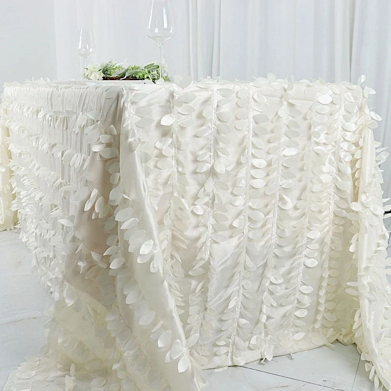 90"x132" Taffeta Rectangular Tablecloth With Leaf Petals Design 16 90"x132" Taffeta Rectangular Tablecloth With Leaf Petals Design - Image 14