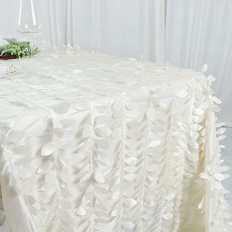90"x132" Taffeta Rectangular Tablecloth With Leaf Petals Design 18 90"x132" Taffeta Rectangular Tablecloth With Leaf Petals Design - Image 16