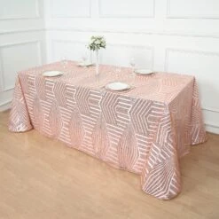 90"x132" Tulle Rectangular Tablecloth With Sequins And Geometric Pattern 27 90"x132" Tulle Rectangular Tablecloth With Sequins And Geometric Pattern -Optimal Home Decoration 90 x132 tulle rectangular tablecloth with sequins and geometric pattern 30739426639935
