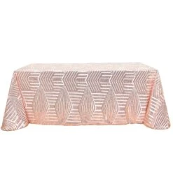 90"x132" Tulle Rectangular Tablecloth With Sequins And Geometric Pattern