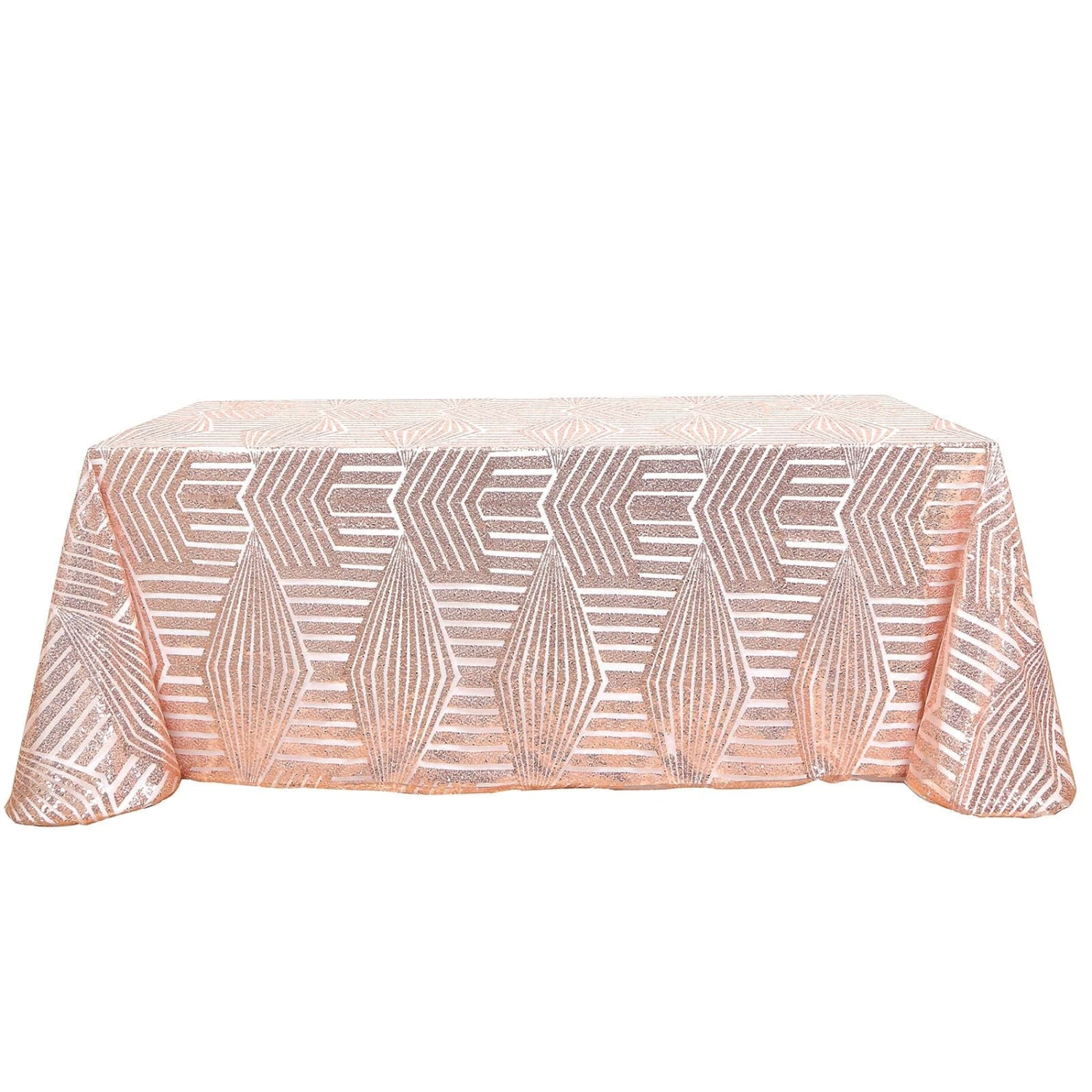 90"x132" Tulle Rectangular Tablecloth With Sequins And Geometric Pattern 3 90"x132" Tulle Rectangular Tablecloth With Sequins And Geometric Pattern