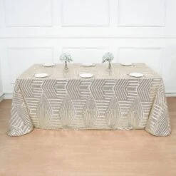 90"x132" Tulle Rectangular Tablecloth With Sequins And Geometric Pattern 39 90"x132" Tulle Rectangular Tablecloth With Sequins And Geometric Pattern -Optimal Home Decoration 90 x132 tulle rectangular tablecloth with sequins and geometric pattern 30739429097535