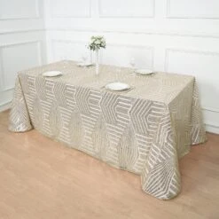 90"x132" Tulle Rectangular Tablecloth With Sequins And Geometric Pattern 37 90"x132" Tulle Rectangular Tablecloth With Sequins And Geometric Pattern -Optimal Home Decoration 90 x132 tulle rectangular tablecloth with sequins and geometric pattern 30739429130303