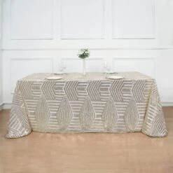 90"x132" Tulle Rectangular Tablecloth With Sequins And Geometric Pattern 40 90"x132" Tulle Rectangular Tablecloth With Sequins And Geometric Pattern -Optimal Home Decoration 90 x132 tulle rectangular tablecloth with sequins and geometric pattern 30739445907519