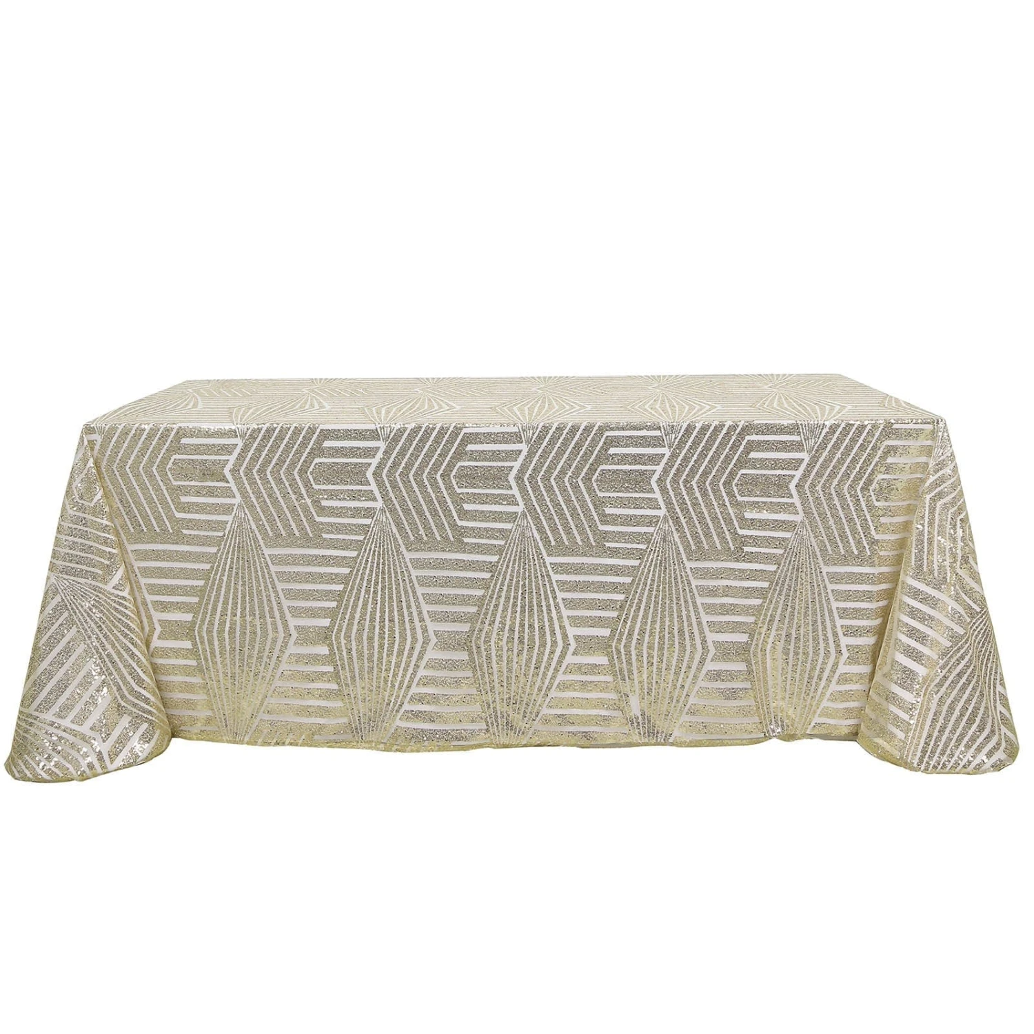 90"x132" Tulle Rectangular Tablecloth With Sequins And Geometric Pattern 14 90"x132" Tulle Rectangular Tablecloth With Sequins And Geometric Pattern - Image 12