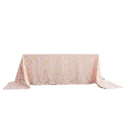 90"x156" Polyester Rectangular Tablecloth With Metallic Geometric Pattern