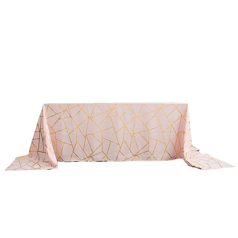 90"x156" Polyester Rectangular Tablecloth With Metallic Geometric Pattern 3 90"x156" Polyester Rectangular Tablecloth With Metallic Geometric Pattern