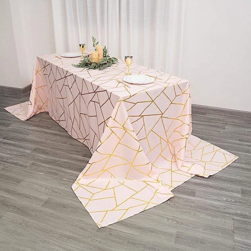 90"x156" Polyester Rectangular Tablecloth With Metallic Geometric Pattern 4 90"x156" Polyester Rectangular Tablecloth With Metallic Geometric Pattern - Image 2
