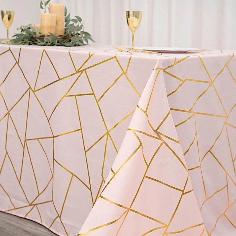 90"x156" Polyester Rectangular Tablecloth With Metallic Geometric Pattern 6 90"x156" Polyester Rectangular Tablecloth With Metallic Geometric Pattern - Image 4