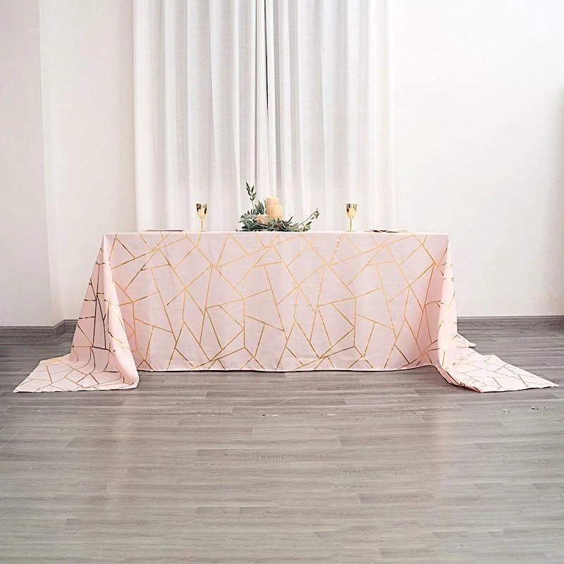 90"x156" Polyester Rectangular Tablecloth With Metallic Geometric Pattern 7 90"x156" Polyester Rectangular Tablecloth With Metallic Geometric Pattern - Image 5
