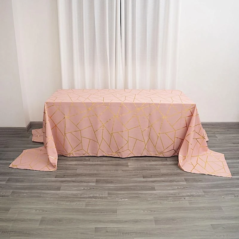 90"x156" Polyester Rectangular Tablecloth With Metallic Geometric Pattern 12 90"x156" Polyester Rectangular Tablecloth With Metallic Geometric Pattern - Image 10