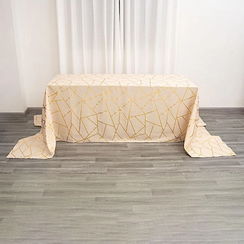 90"x156" Polyester Rectangular Tablecloth With Metallic Geometric Pattern 18 90"x156" Polyester Rectangular Tablecloth With Metallic Geometric Pattern - Image 16
