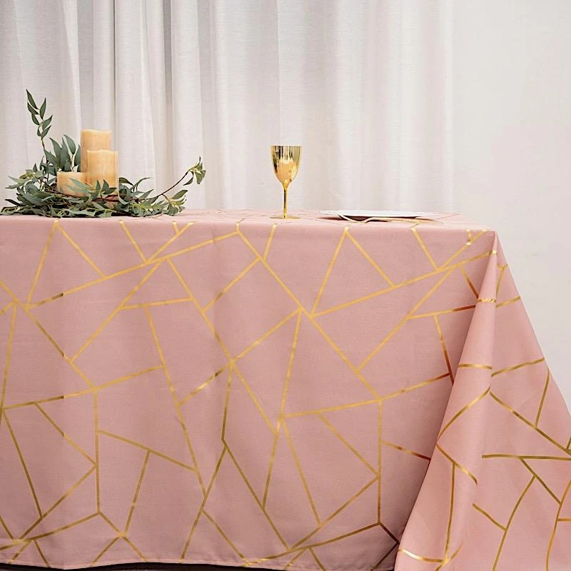 90"x156" Polyester Rectangular Tablecloth With Metallic Geometric Pattern 14 90"x156" Polyester Rectangular Tablecloth With Metallic Geometric Pattern - Image 12