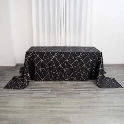 90"x156" Polyester Rectangular Tablecloth With Metallic Geometric Pattern 41 90"x156" Polyester Rectangular Tablecloth With Metallic Geometric Pattern -Optimal Home Decoration 90 x156 polyester rectangular tablecloth with metallic geometric pattern 28955832451135