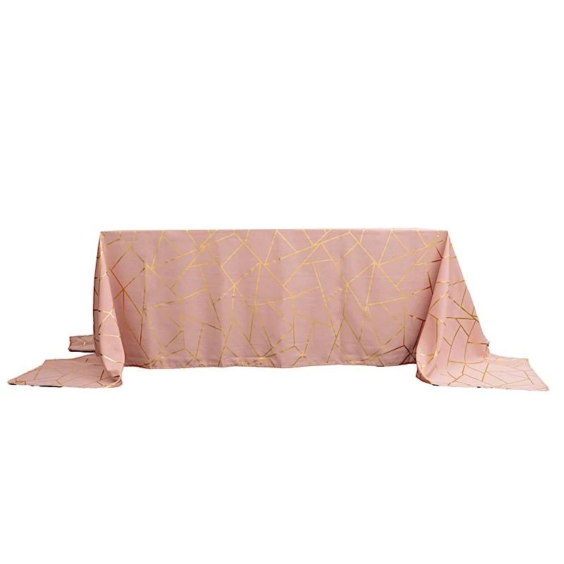 90"x156" Polyester Rectangular Tablecloth With Metallic Geometric Pattern 11 90"x156" Polyester Rectangular Tablecloth With Metallic Geometric Pattern - Image 9