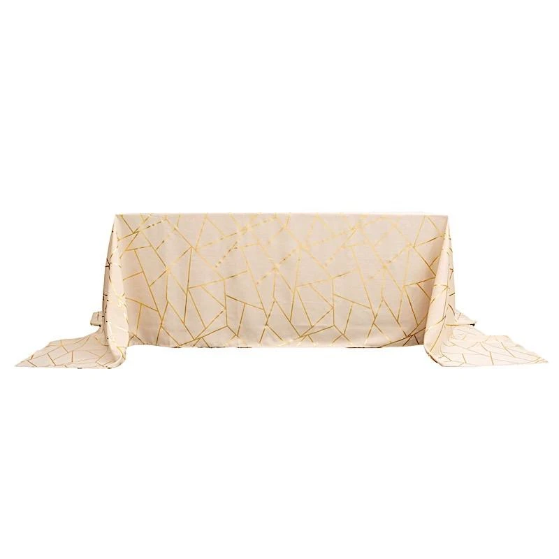 90"x156" Polyester Rectangular Tablecloth With Metallic Geometric Pattern 16 90"x156" Polyester Rectangular Tablecloth With Metallic Geometric Pattern - Image 14