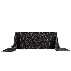 90"x156" Polyester Rectangular Tablecloth With Metallic Geometric Pattern 40 90"x156" Polyester Rectangular Tablecloth With Metallic Geometric Pattern -Optimal Home Decoration 90 x156 polyester rectangular tablecloth with metallic geometric pattern tab foil 90156 blk g 28955696529471