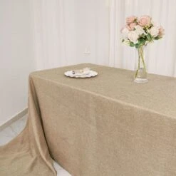 90"x156" Rectangular Faux Burlap Tablecloth - Natural 14 90"x156" Rectangular Faux Burlap Tablecloth - Natural -Optimal Home Decoration 90 x156 rectangular faux burlap polyester tablecloth natural tab jute03 90156 nat 29128705802303