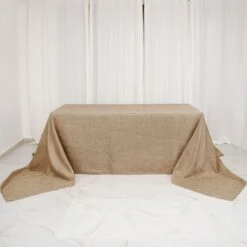 90"x156" Rectangular Faux Burlap Tablecloth - Natural 19 90"x156" Rectangular Faux Burlap Tablecloth - Natural -Optimal Home Decoration 90 x156 rectangular faux burlap polyester tablecloth natural tab jute03 90156 nat 29128705900607