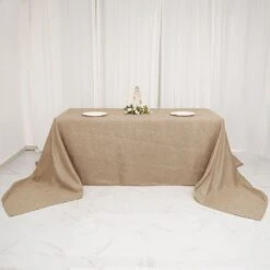 90"x156" Rectangular Faux Burlap Tablecloth - Natural 13 90"x156" Rectangular Faux Burlap Tablecloth - Natural -Optimal Home Decoration 90 x156 rectangular faux burlap polyester tablecloth natural tab jute03 90156 nat 29128705998911