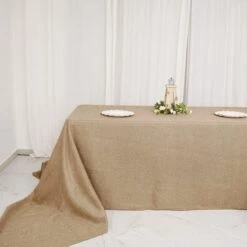90"x156" Rectangular Faux Burlap Tablecloth - Natural 16 90"x156" Rectangular Faux Burlap Tablecloth - Natural -Optimal Home Decoration 90 x156 rectangular faux burlap polyester tablecloth natural tab jute03 90156 nat 29128706064447