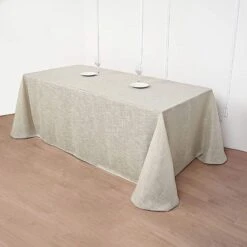 90"x156" Rectangular Premium Faux Burlap Polyester Tablecloth 26 90"x156" Rectangular Premium Faux Burlap Polyester Tablecloth -Optimal Home Decoration 90 x156 rectangular premium faux burlap polyester tablecloth 28966380798015
