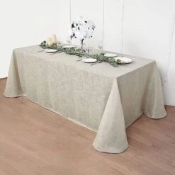 90"x156" Rectangular Premium Faux Burlap Polyester Tablecloth 29 90"x156" Rectangular Premium Faux Burlap Polyester Tablecloth -Optimal Home Decoration 90 x156 rectangular premium faux burlap polyester tablecloth 28966380929087