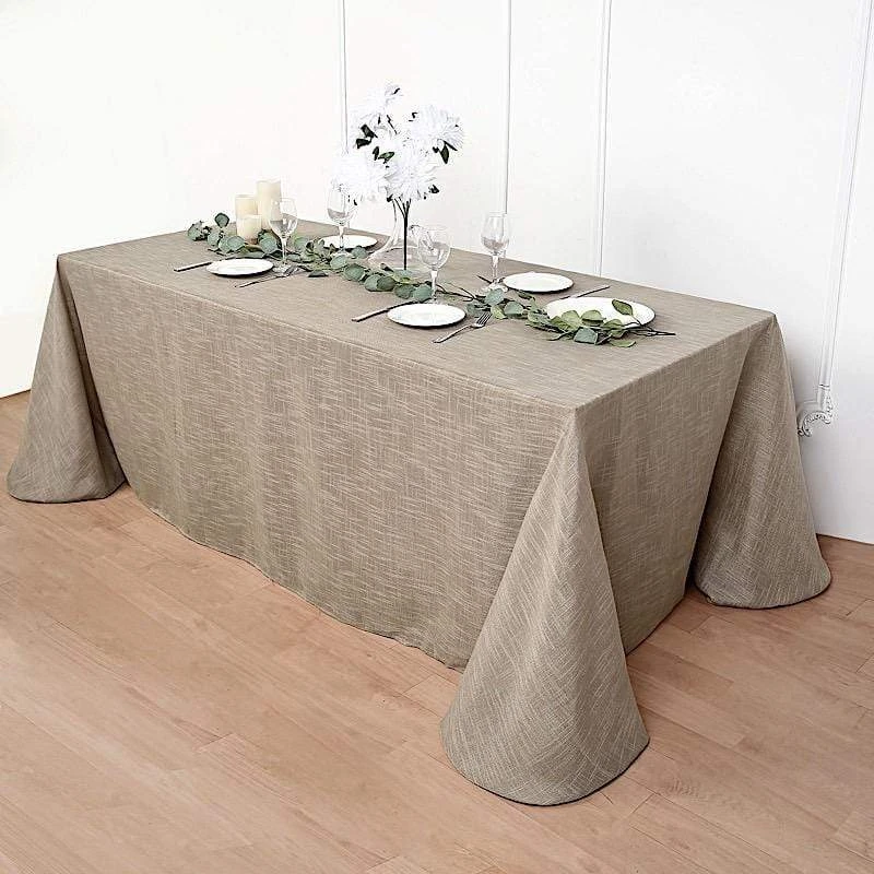 90"x156" Rectangular Premium Faux Burlap Polyester Tablecloth 14 90"x156" Rectangular Premium Faux Burlap Polyester Tablecloth - Image 12