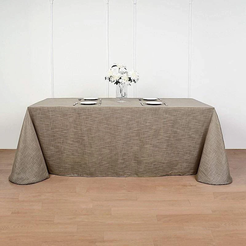 90"x156" Rectangular Premium Faux Burlap Polyester Tablecloth 13 90"x156" Rectangular Premium Faux Burlap Polyester Tablecloth - Image 11