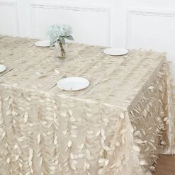 90"x156" Taffeta Rectangular Tablecloth With 3D Leaves Design 38 90"x156" Taffeta Rectangular Tablecloth With 3D Leaves Design -Optimal Home Decoration 90 x156 taffeta rectangular tablecloth with 3d leaves design 30778330382399