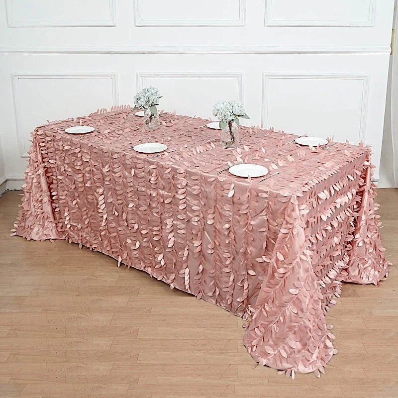90"x156" Taffeta Rectangular Tablecloth With 3D Leaves Design 12 90"x156" Taffeta Rectangular Tablecloth With 3D Leaves Design - Image 10