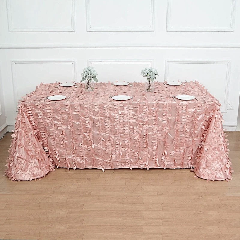 90"x156" Taffeta Rectangular Tablecloth With 3D Leaves Design 11 90"x156" Taffeta Rectangular Tablecloth With 3D Leaves Design - Image 9