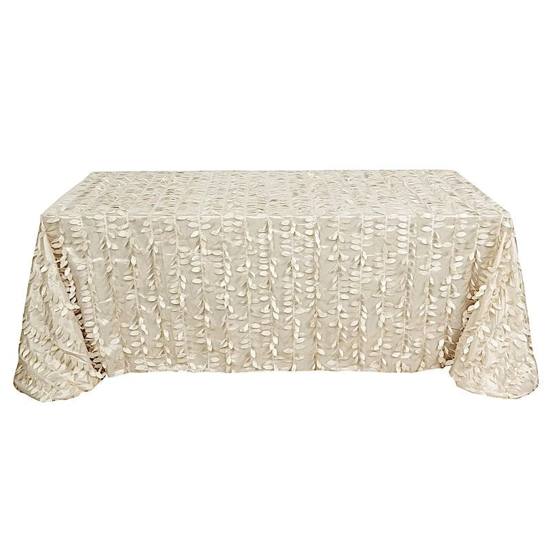 90"x156" Taffeta Rectangular Tablecloth With 3D Leaves Design 16 90"x156" Taffeta Rectangular Tablecloth With 3D Leaves Design - Image 14