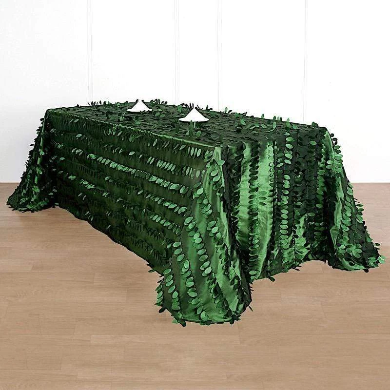 90"x156" Taffeta Rectangular Tablecloth With 3D Leaves Design 9 90"x156" Taffeta Rectangular Tablecloth With 3D Leaves Design - Image 7
