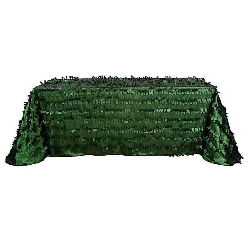 90"x156" Taffeta Rectangular Tablecloth With 3D Leaves Design 3 90"x156" Taffeta Rectangular Tablecloth With 3D Leaves Design