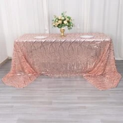 90" X 156" Mesh Rectangular Tablecloth With Wavy Embroidered Sequins -Optimal Home Decoration 90 x156 wave mesh rectangular tablecloth with embroidered sequins 30982956974143