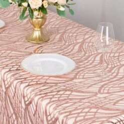 90" X 156" Mesh Rectangular Tablecloth With Wavy Embroidered Sequins -Optimal Home Decoration 90 x156 wave mesh rectangular tablecloth with embroidered sequins 30982957039679