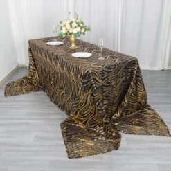 90" X 156" Mesh Rectangular Tablecloth With Wavy Embroidered Sequins -Optimal Home Decoration 90 x156 wave mesh rectangular tablecloth with embroidered sequins 30982965002303