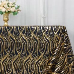 90" X 156" Mesh Rectangular Tablecloth With Wavy Embroidered Sequins -Optimal Home Decoration 90 x156 wave mesh rectangular tablecloth with embroidered sequins 30982965362751