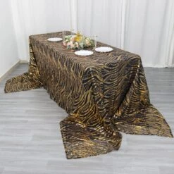 90" X 156" Mesh Rectangular Tablecloth With Wavy Embroidered Sequins -Optimal Home Decoration 90 x156 wave mesh rectangular tablecloth with embroidered sequins 30982965428287
