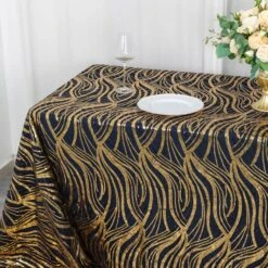 90" X 156" Mesh Rectangular Tablecloth With Wavy Embroidered Sequins -Optimal Home Decoration 90 x156 wave mesh rectangular tablecloth with embroidered sequins 30982965493823