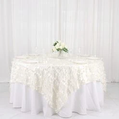 90"x90" Taffeta Square Table Overlay With Leaf Petals Design -Optimal Home Decoration 90 x90 taffeta square table overlay with leaf petals design 29501050912831