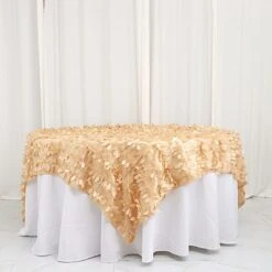 90"x90" Taffeta Square Table Overlay With Leaf Petals Design -Optimal Home Decoration 90 x90 taffeta square table overlay with leaf petals design 29859221078079