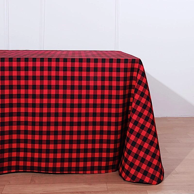90x132" Checkered Gingham Polyester Tablecloth 9 90x132" Checkered Gingham Polyester Tablecloth - Image 7