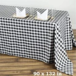 90x132" Checkered Gingham Polyester Tablecloth 34 90x132" Checkered Gingham Polyester Tablecloth -Optimal Home Decoration 90x132 checkered gingham polyester tablecloth tab chk90132 blk 29002402201663