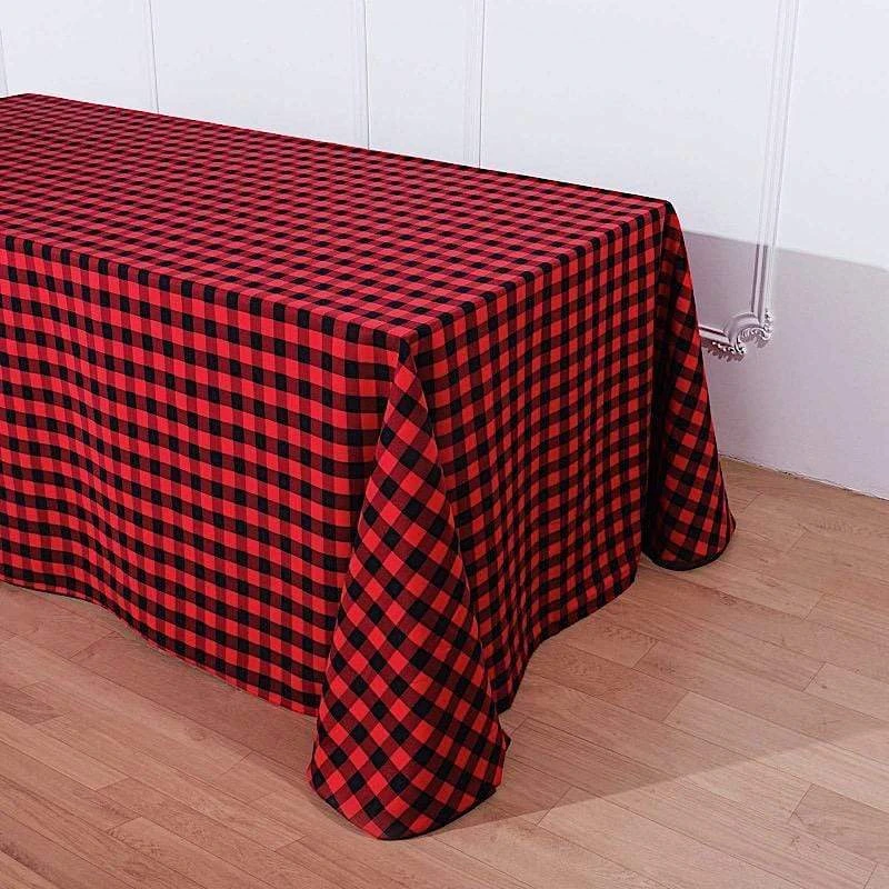 90x132" Checkered Gingham Polyester Tablecloth 3 90x132" Checkered Gingham Polyester Tablecloth