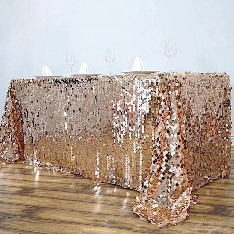 90x132" Large Payette Sequin Rectangular Tablecloth 7 90x132" Large Payette Sequin Rectangular Tablecloth - Image 5