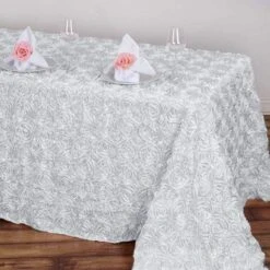 90x132" Satin Ribbon Roses Rectangle Tablecloth -Optimal Home Decoration 90x132 satin ribbon roses rectangle tablecloth 28966346883135